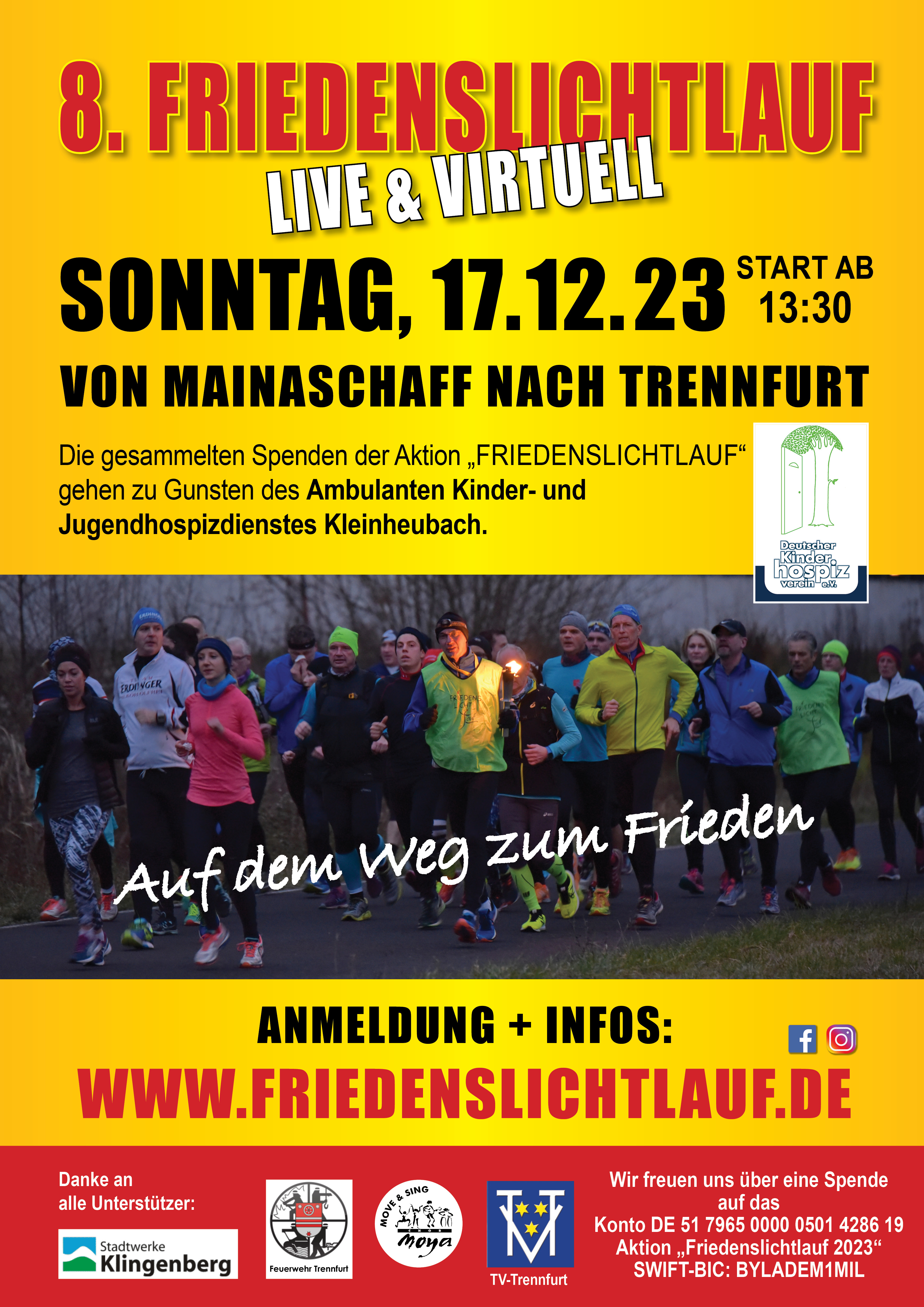 Lauf suchen - Hessen Süd - Friedenslichtlauf von Mainaschaff nach Klingenberg/Trennfurt